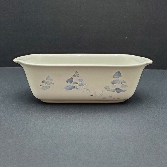 Pfaltzgraff Winter Frost Mini Loaf Pan Polar Bear Small Rectangular Baking Dish - Picture 1 of 9